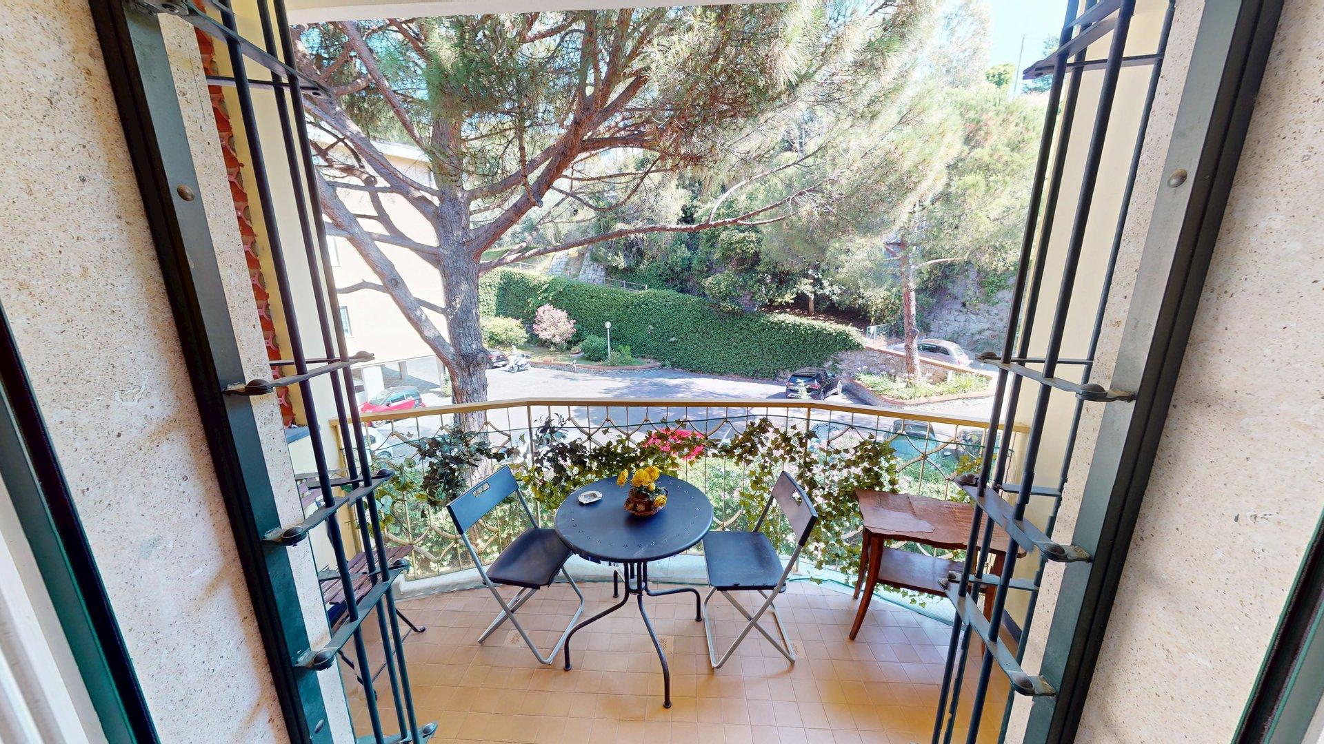 Il terrazzino incorniciato dai pini marittimi di Quarto
